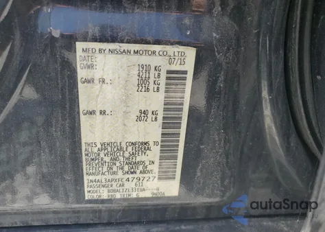 2015 Nissan Altima 2.5 from USA, damaged, VIN 1N4AL3APXFC479727